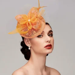 Fascinators Hats Headpiece Feathers Net Saucer Hat Wedding Horse Race Ladies Day Melbourne Cup Cocktail With Feather Cap Headpiece Headwear dress to impress Race Day Dress