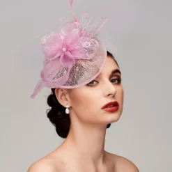 Fascinators Hats Headpiece Feathers Net Saucer Hat Wedding Horse Race Ladies Day Melbourne Cup Cocktail With Feather Cap Headpiece Headwear dress to impress Race Day Dress