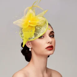 Fascinators Hats Headpiece Feathers Net Saucer Hat Wedding Horse Race Ladies Day Melbourne Cup Cocktail With Feather Cap Headpiece Headwear dress to impress Race Day Dress