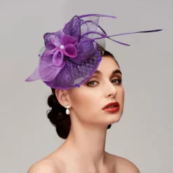 Fascinators Hats Headpiece Feathers Net Saucer Hat Wedding Horse Race Ladies Day Melbourne Cup Cocktail With Feather Cap Headpiece Headwear dress to impress Race Day Dress