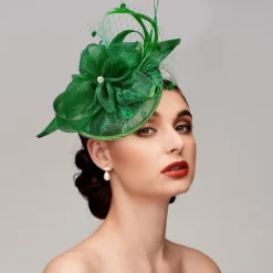 Fascinators Hats Headpiece Feathers Net Saucer Hat Wedding Horse Race Ladies Day Melbourne Cup Cocktail With Feather Cap Headpiece Headwear dress to impress Race Day Dress