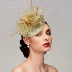 Fascinators Hats Headpiece Feathers Net Saucer Hat Wedding Horse Race Ladies Day Melbourne Cup Cocktail With Feather Cap Headpiece Headwear dress to impress Race Day Dress