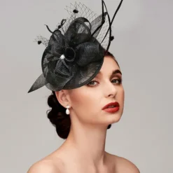 Fascinators Hats Headpiece Feathers Net Saucer Hat Wedding Horse Race Ladies Day Melbourne Cup Cocktail With Feather Cap Headpiece Headwear dress to impress Race Day Dress
