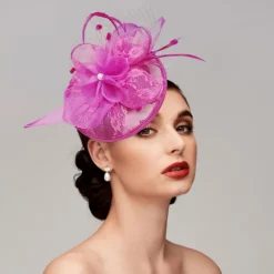 Fascinators Hats Headpiece Feathers Net Saucer Hat Wedding Horse Race Ladies Day Melbourne Cup Cocktail With Feather Cap Headpiece Headwear dress to impress Race Day Dress