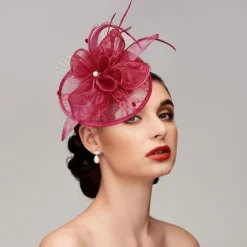 Fascinators Hats Headpiece Feathers Net Saucer Hat Wedding Horse Race Ladies Day Melbourne Cup Cocktail With Feather Cap Headpiece Headwear dress to impress Race Day Dress