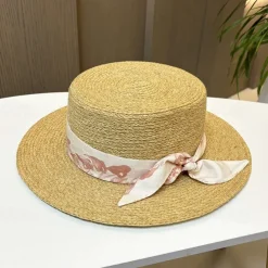 Fascinators Hats Headwear Acrylic / Cotton Straw Straw Hat Sun Hat Holiday Beach Elegant Simple With Ribbons Pure Color Headpiece Headwear