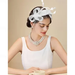 Fascinators Headband with Feather, Women's Tea Party Hat for Kentucky Derby, Cocktail, Wedding, Fancy Dress Party