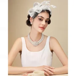 Fascinators Headband with Feather, Women's Tea Party Hat for Kentucky Derby, Cocktail, Wedding, Fancy Dress Party