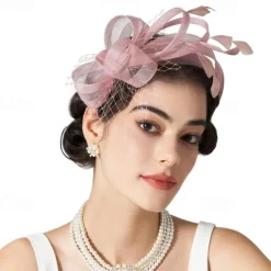 Fascinators Headband with Feather, Women's Tea Party Hat for Kentucky Derby, Cocktail, Wedding, Fancy Dress Party