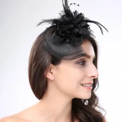 Fascinators Headwear Feather Net Wedding Tea Party Horse Race Ladies Day Cocktail Vintage Style Elegant With Floral Headpiece Headwear dress to impress Race Day Dress