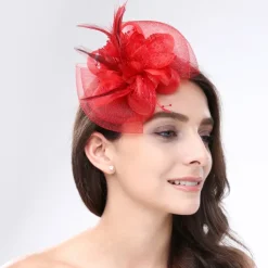 Fascinators Headwear Feather Net Wedding Tea Party Horse Race Ladies Day Cocktail Vintage Style Elegant With Floral Headpiece Headwear dress to impress Race Day Dress