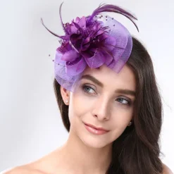 Fascinators Headwear Feather Net Wedding Tea Party Horse Race Ladies Day Cocktail Vintage Style Elegant With Floral Headpiece Headwear dress to impress Race Day Dress