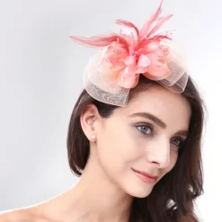 Fascinators Headwear Feather Net Wedding Tea Party Horse Race Ladies Day Cocktail Vintage Style Elegant With Floral Headpiece Headwear dress to impress Race Day Dress