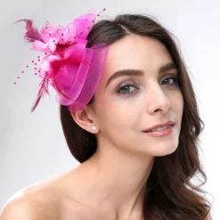 Fascinators Headwear Feather Net Wedding Tea Party Horse Race Ladies Day Cocktail Vintage Style Elegant With Floral Headpiece Headwear dress to impress Race Day Dress