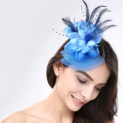 Fascinators Headwear Feather Net Wedding Tea Party Horse Race Ladies Day Cocktail Vintage Style Elegant With Floral Headpiece Headwear dress to impress Race Day Dress