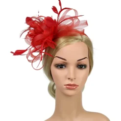 Fascinators Headwear Headpiece Tulle Feathers Formal Business / Ceremony / Fall Wedding Kentucky Horse Race Ladies Day Vintage Elegant With Feather Bowknot Headpiece Headwear Race Day Dress