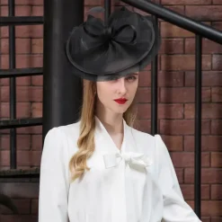 Fascinators Kentucky Derby Hat Tulle Net Saucer Hat Top Hat Wedding Tea Party Elegant Wedding With Feather Bowknot Headpiece Headwear
