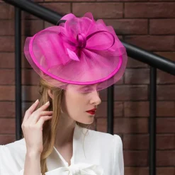 Fascinators Kentucky Derby Hat Tulle Net Saucer Hat Top Hat Wedding Tea Party Elegant Wedding With Feather Bowknot Headpiece Headwear