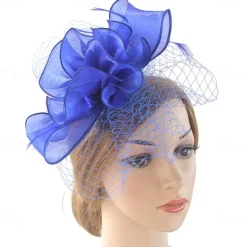 Fascinators Kentucky Derby Hat Organza Polyester / Polyamide Fedora Hat Floppy Hat Veil Hat Tea Party Horse Race Ladies Day Vintage Vintage Style Elegant With Feather Appliques