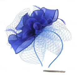 Fascinators Kentucky Derby Hat Organza Polyester / Polyamide Fedora Hat Floppy Hat Veil Hat Tea Party Horse Race Ladies Day Vintage Vintage Style Elegant With Feather Appliques