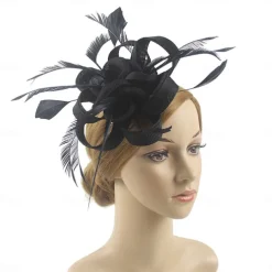 Fascinators Kentucky Derby Hat Headwear Organza Polyester / Polyamide Fedora Hat Veil Hat Tea Party Horse Race Ladies Day Vintage Style Vintage Elegant With Feather Appliques Headpiece