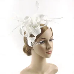 Fascinators Kentucky Derby Hat Headwear Organza Polyester / Polyamide Fedora Hat Veil Hat Tea Party Horse Race Ladies Day Vintage Style Vintage Elegant With Feather Appliques Headpiece