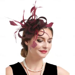 Fascinators Kentucky Derby Hat Headwear Organza Polyester / Polyamide Fedora Hat Veil Hat Tea Party Horse Race Ladies Day Vintage Style Vintage Elegant With Feather Appliques Headpiece
