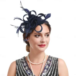 Fascinators Kentucky Derby Hat Headwear Organza Polyester / Polyamide Fedora Hat Veil Hat Tea Party Horse Race Ladies Day Vintage Style Vintage Elegant With Feather Appliques Headpiece