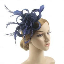 Fascinators Kentucky Derby Hat Headwear Organza Polyester / Polyamide Fedora Hat Veil Hat Tea Party Horse Race Ladies Day Vintage Style Vintage Elegant With Feather Appliques Headpiece