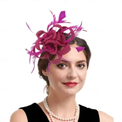 Fascinators Kentucky Derby Hat Headwear Organza Polyester / Polyamide Fedora Hat Veil Hat Tea Party Horse Race Ladies Day Vintage Style Vintage Elegant With Feather Appliques Headpiece