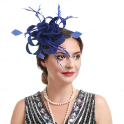 Fascinators Kentucky Derby Hat Headwear Organza Polyester / Polyamide Fedora Hat Veil Hat Tea Party Horse Race Ladies Day Vintage Style Vintage Elegant With Feather Appliques Headpiece