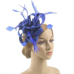 Fascinators Kentucky Derby Hat Headwear Organza Polyester / Polyamide Fedora Hat Veil Hat Tea Party Horse Race Ladies Day Vintage Style Vintage Elegant With Feather Appliques Headpiece