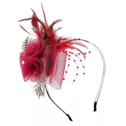 Fascinators Kentucky Derby Hat Feathers / Net Headbands / Flowers with Feather / Lace Side 1PC Fall Wedding / Horse Race Headpiece