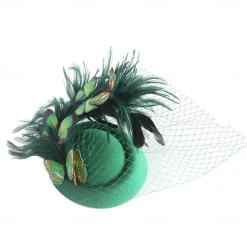Fascinators Kentucky Derby Hat Headwear Organza Fedora Hat Holiday Cocktail Retro Elegant With Feather Butterfly Headpiece Headwear