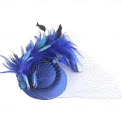 Fascinators Kentucky Derby Hat Headwear Organza Fedora Hat Holiday Cocktail Retro Elegant With Feather Butterfly Headpiece Headwear