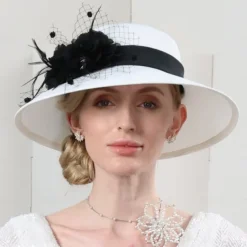 Fascinators Kentucky Derby Hat Fiber Bowler / Cloche Hat Straw Hat Sun Hat Wedding Evening Party Elegant Sun Protection With Feather Floral Headpiece Headwear