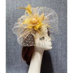 Fascinators Net Veil Hat Wedding Ladies Day With Feather Pearl Headpiece Headwear