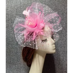 Fascinators Net Veil Hat Wedding Ladies Day With Feather Pearl Headpiece Headwear