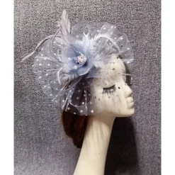 Fascinators Net Veil Hat Wedding Ladies Day With Feather Pearl Headpiece Headwear
