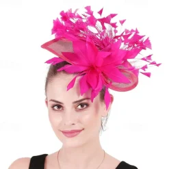 Fascinators Sinamay Wedding Tea Party Kentucky Derby Horse Race Ladies Day Vintage Fashion Handmade With Feather Headpiece Headwear