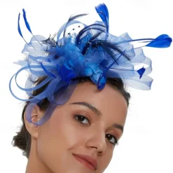 Fascinators Tulle Kentucky Derby Horse Race Cocktail Royal Astcot Retro Elegant With Feather Headpiece Headwear