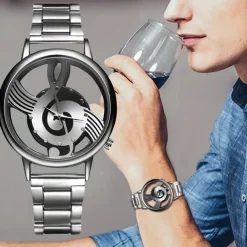 Fashion and Casual Music Note Notation Watch Stainless Steel Wristwatch for Men and Women Silver Watches