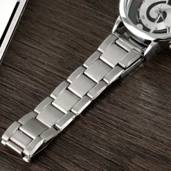 Fashion and Casual Music Note Notation Watch Stainless Steel Wristwatch for Men and Women Silver Watches