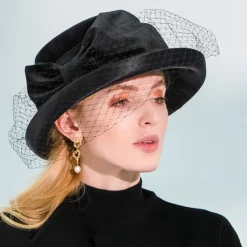 Fashion Elegant Velvet Fascinators / Hats with Bowknot / Satin Bowknot / Tulle 1PC Special Occasion / Party / Evening / Ladies Day Headpiece