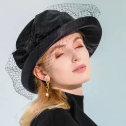 Fashion Elegant Velvet Fascinators / Hats with Bowknot / Satin Bowknot / Tulle 1PC Special Occasion / Party / Evening / Ladies Day Headpiece