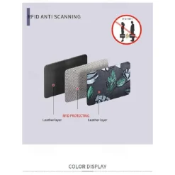 Fashion RFID Women Card Holder Split Leather Double Zipper Card Case Large Capacity 3D Flower Printed Lady Women Wallets Purse