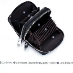 Fashion RFID Women Card Holder Split Leather Double Zipper Card Case Large Capacity 3D Flower Printed Lady Women Wallets Purse