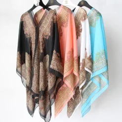 Fashion Women Scarf Shawl Poncho Printed Sunscreen Scarf Sun Protection Shawl Beach Shawl Bikini Cover Soft Comfortable