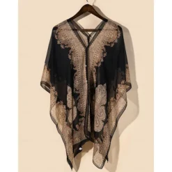 Fashion Women Scarf Shawl Poncho Printed Sunscreen Scarf Sun Protection Shawl Beach Shawl Bikini Cover Soft Comfortable