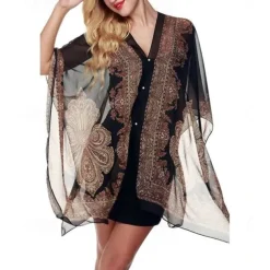 Fashion Women Scarf Shawl Poncho Printed Sunscreen Scarf Sun Protection Shawl Beach Shawl Bikini Cover Soft Comfortable